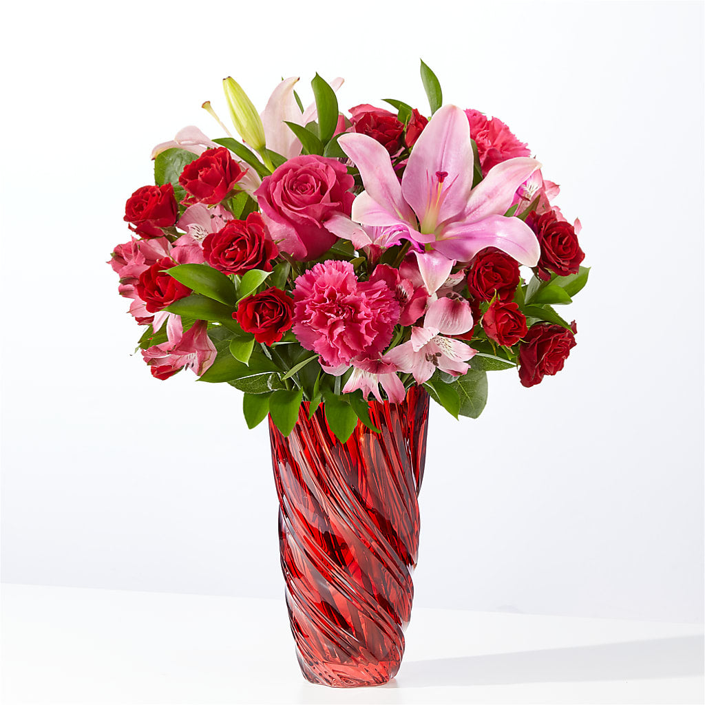In Love Bouquet with Luxe Swirl Vase – Flowers By Henry Llc, Louisburg NC