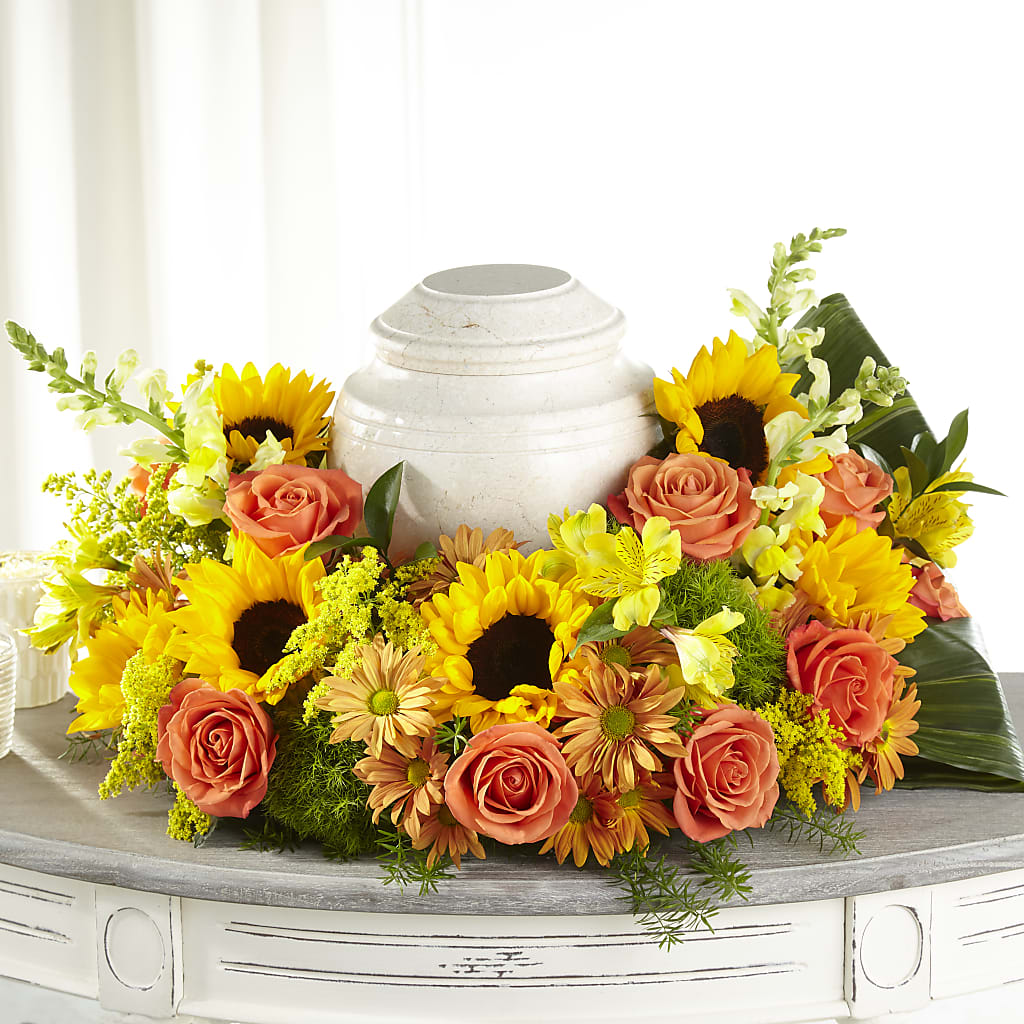 Faithful Sunflower Cremation Adornment – Flowers By Henry Llc, Louisburg NC
