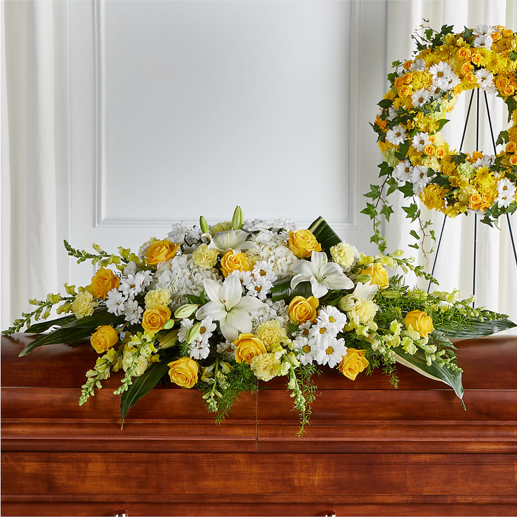 Golden Harmony Casket Spray – Flowers By Henry Llc, Louisburg NC